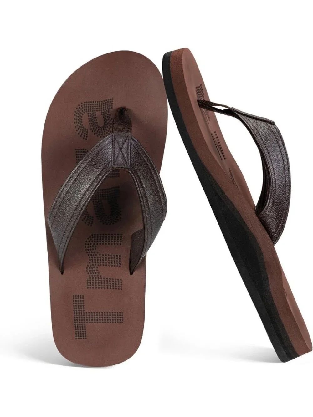 Men's Coffee Brown Flip Flops With Arch Support Summer Outdoor Beach Sandals